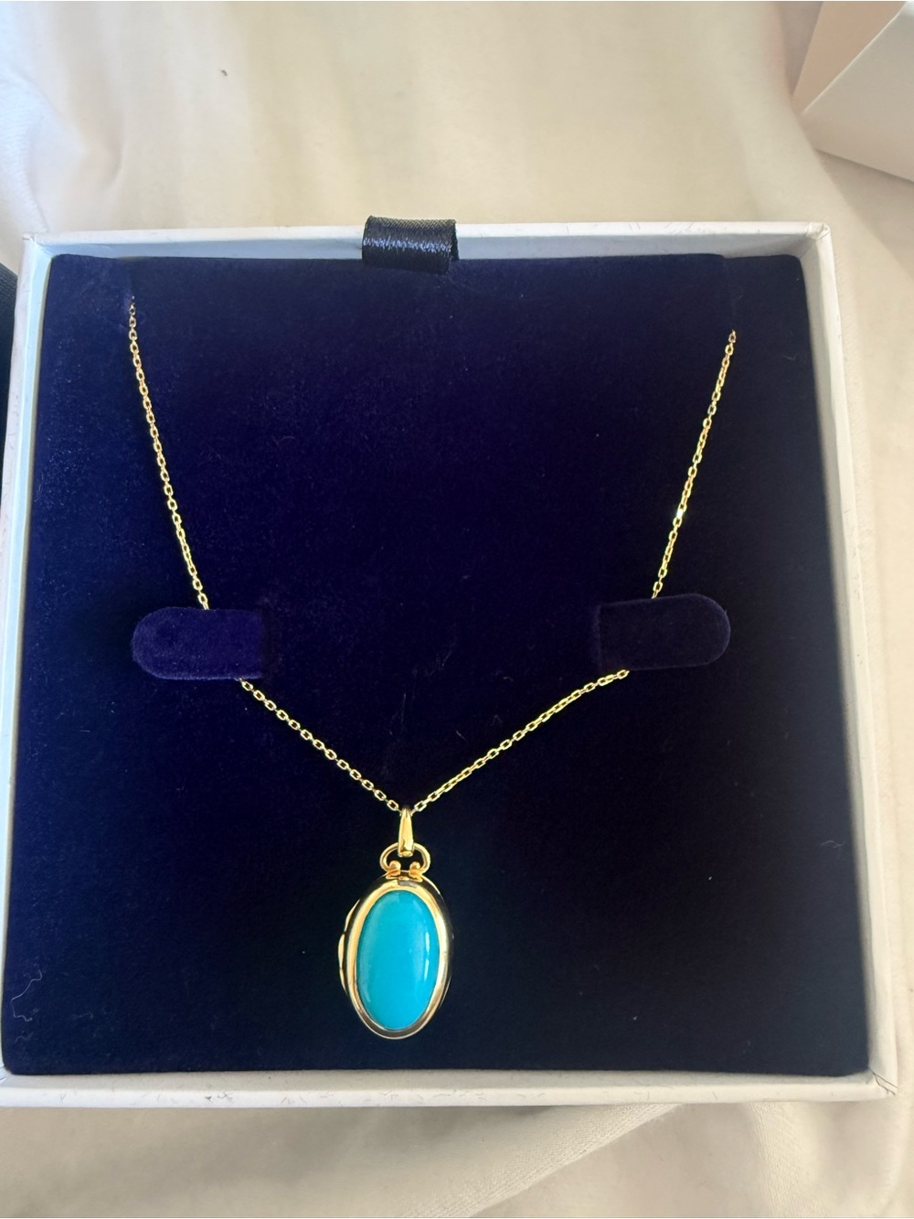 Monica Rich Kosann 18k yg turquoise and mother of pearl locket